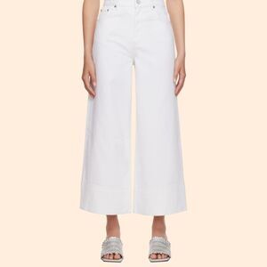 GANNI Wide Leg Cropped Jeans White
